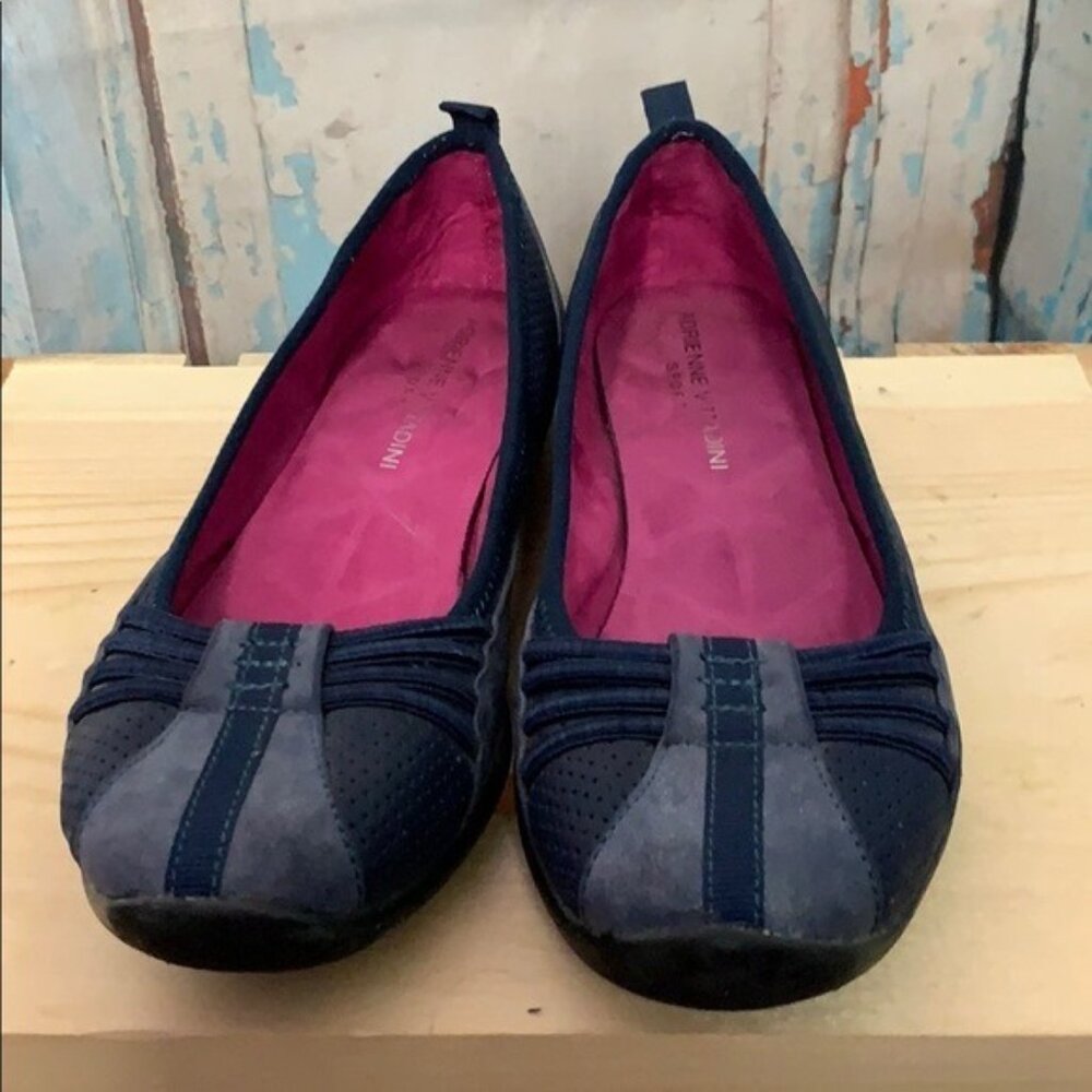 Adrienne Vittadini Sport Indigo Nation Womens Blue Flats Ruched Detailing Size 6